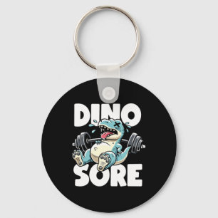 Grappige fitness workout dinosaurus gewichtheffen sleutelhanger
