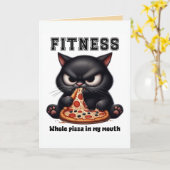 Grappige Fitness Zwarte Kat Pizza Kaart (Gele Bloem)