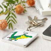 grappige fitnessgator-alligator-cartoon sleutelhanger (Zijkant)