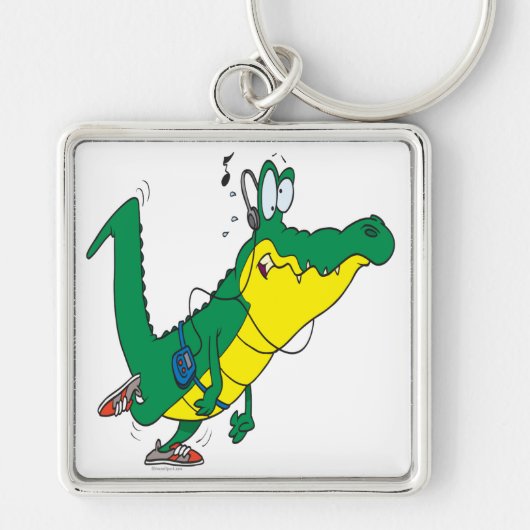 grappige fitnessgator-alligator-cartoon sleutelhanger (Voorkant)