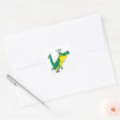 grappige fitnessgator-alligator-cartoon vierkante sticker (Envelop)