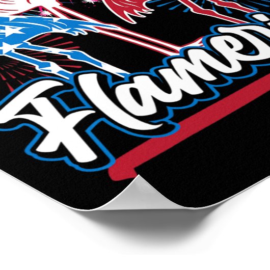 Grappige Flamingo 4 juli Patriottische Amerikaanse Poster (Hoek)