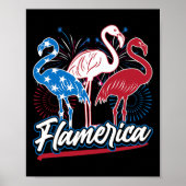 Grappige Flamingo 4 juli Patriottische Amerikaanse Poster (Voorkant)