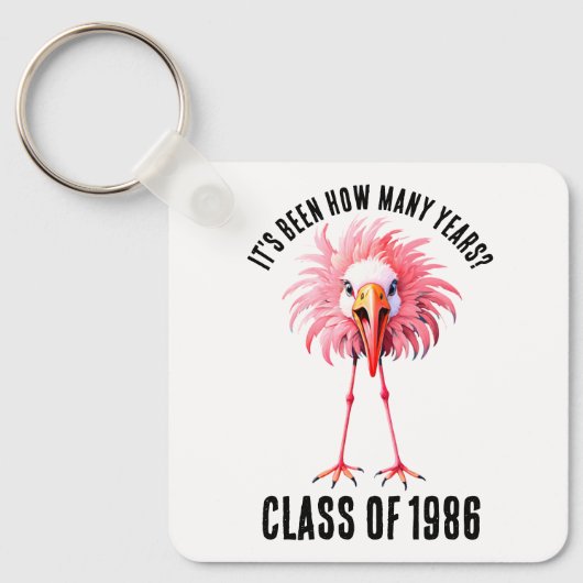 Grappige Flamingo Aangepaste School Reünie Klasgen Sleutelhanger (Voorkant)