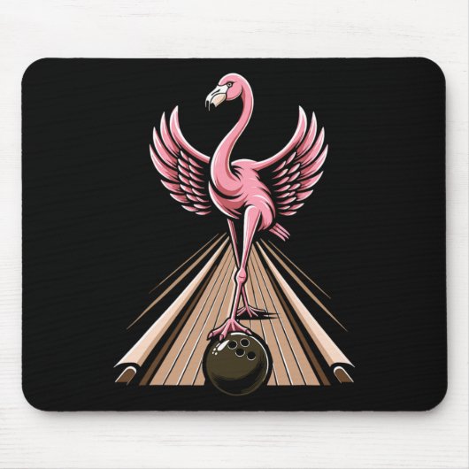 Grappige Flamingo Bowling Speler Bowler Kom Sport Muismat (Voorkant)