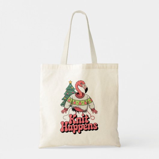 Grappige Flamingo Brei Misloopt Kerstmis Tote Bag (Achterkant)