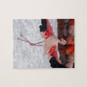 Grappige Flamingo dansen de flamenco Legpuzzel (Horizontaal)