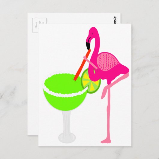 Grappige Flamingo die Margarita drink Briefkaart (Voorkant / Achterkant)