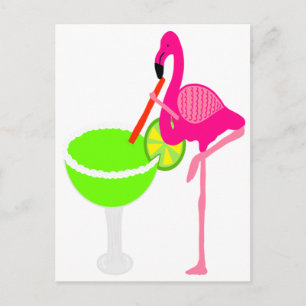 Grappige Flamingo die Margarita drink Briefkaart