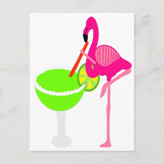 Grappige Flamingo die Margarita drink Briefkaart (Voorkant)