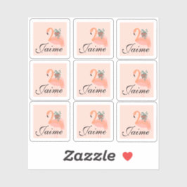 Grappige Flamingo die Planten Vasthoudt Frame Stic Sticker