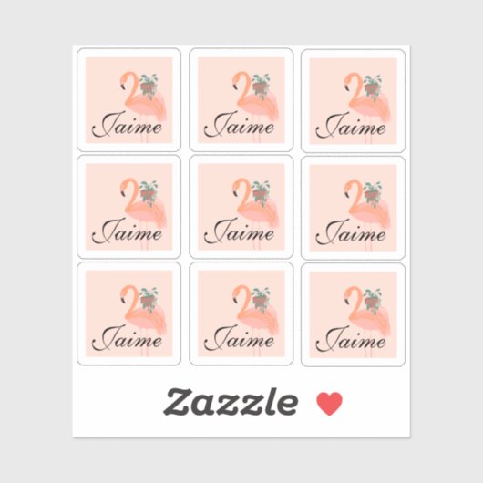 Grappige Flamingo die Planten Vasthoudt Frame Stic Sticker (Vel)