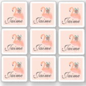Grappige Flamingo die Planten Vasthoudt Frame Stic Sticker (Voorkant)