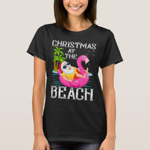 Grappige Flamingo Drijft Kerstman Kerstmis Bij De T-shirt