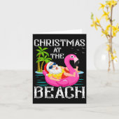 Grappige Flamingo Drijvende Kerstman Kerstmis Op H Kaart (Gele Bloem)