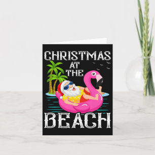 Grappige Flamingo Drijvende Kerstman Kerstmis Op H Kaart