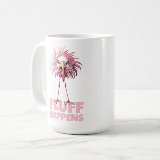 Grappige flamingo fluff gebeurt koffiemok (Voorkant links)