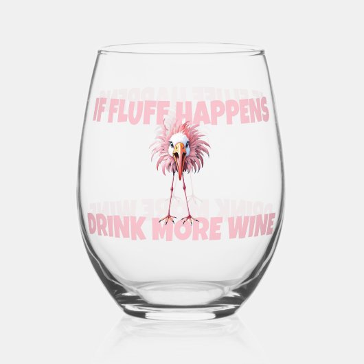 Grappige flamingo fluff gebeurt wijnglas zonder voet (Achterkant)