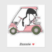 Grappige Flamingo Golfkar en Caddy Sticker (Vel)
