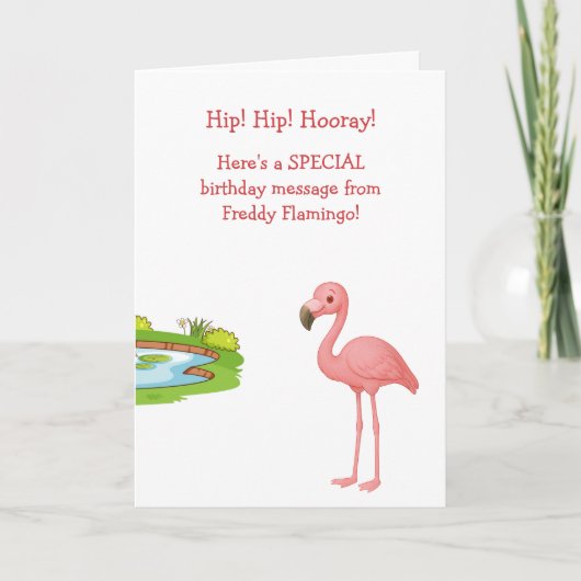 Grappige Flamingo Heup Leeftijd Steek Kaart (Voorkant)