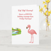 Grappige Flamingo Heup Leeftijd Steek Kaart (Gele Bloem)