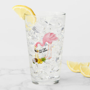 Grappige Flamingo houdt van Pina Coladas Glas