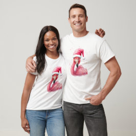 Grappige flamingo kerstman hoed vrolijk tropisch K T-shirt