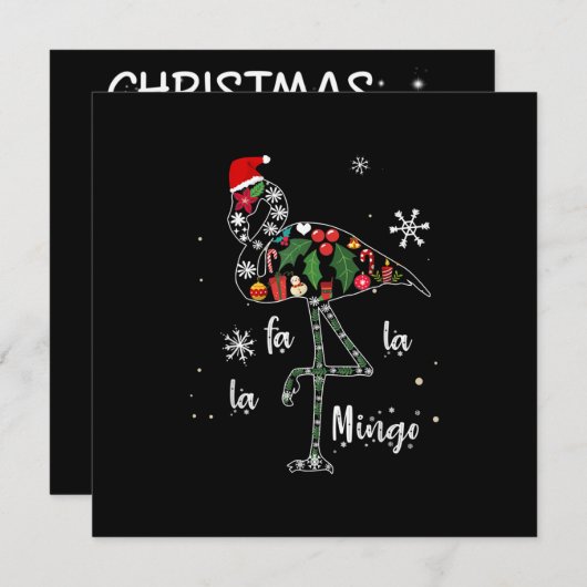 Grappige Flamingo Kerstmis Xmas Kaart (Voorkant / Achterkant)