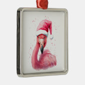 Grappige flamingo kerstmuts Vrolijk tropisch kerst Metalen Ornament (Rechts)