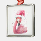 Grappige flamingo kerstmuts Vrolijk tropisch kerst Metalen Ornament (Links)