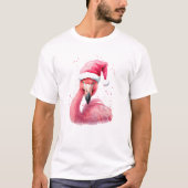 Grappige flamingo kerstmuts Vrolijk tropisch kerst T-shirt (Voorkant)