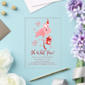 Grappige Flamingo Kerstvakantie Feest Acryl Uitnodigingen (Insitu (Huwelijk))