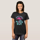 Grappige flamingo koelt gewoon de kudde uit rood t-shirt (Voorkant volledig)