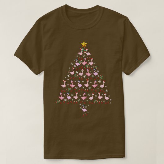 Grappige Flamingo Liefhebber Kerstmis Lichte Boom T-shirt (Design voorkant)