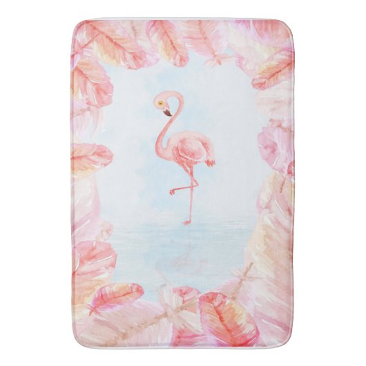 Grappige Flamingo liefhebbers | Flamingo Feather P Badmat (Voorkant Verticaal)