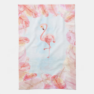 Grappige Flamingo liefhebbers   Flamingo Feather P Theedoek