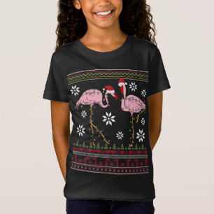 Grappige Flamingo Lights Kerstmis Dieren Vogels Ro T-shirt