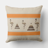 Grappige Flamingo Linnen Sinaasappel Strepen Tekst Kussen (Achterkant)