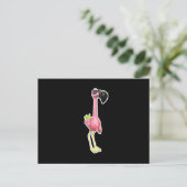 Grappige flamingo met drankje briefkaart (Staand voorkant)