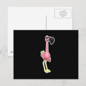 Grappige flamingo met drankje briefkaart (Voorkant / Achterkant)