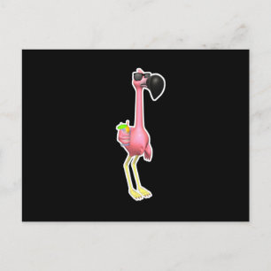 Grappige flamingo met drankje briefkaart