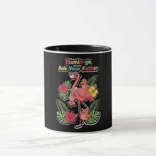 Grappige Flamingo Moeder Vraag Uw Vader Retro Trop Mok