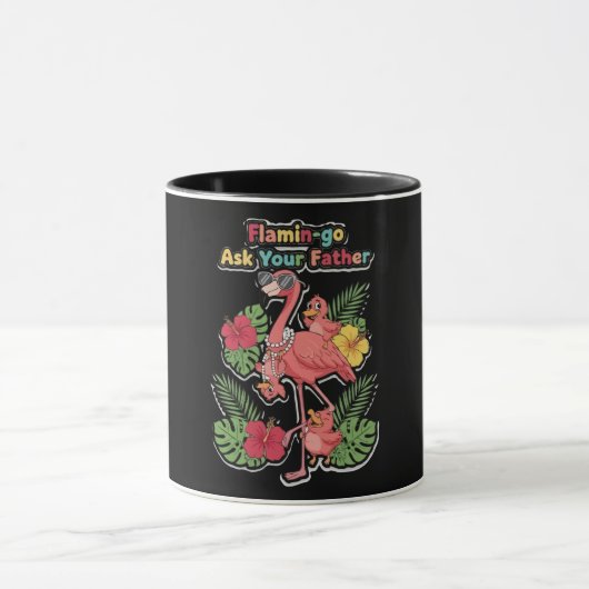 Grappige Flamingo Moeder Vraag Uw Vader Retro Trop Mok (Midden)