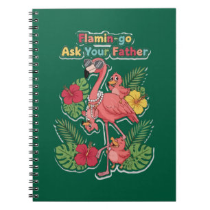 Grappige Flamingo Moeder Vraag Uw Vader Retro Trop Notitieboek