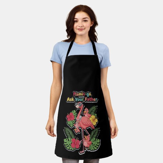 Grappige Flamingo Moeder Vraag Uw Vader Retro Trop Schort (Gedragen)