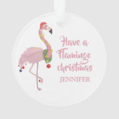 Grappige Flamingo Persoonlijke Kerstboom Ornament (achterkant)