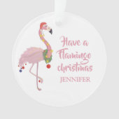 Grappige Flamingo Persoonlijke Kerstboom Ornament (voorkant)