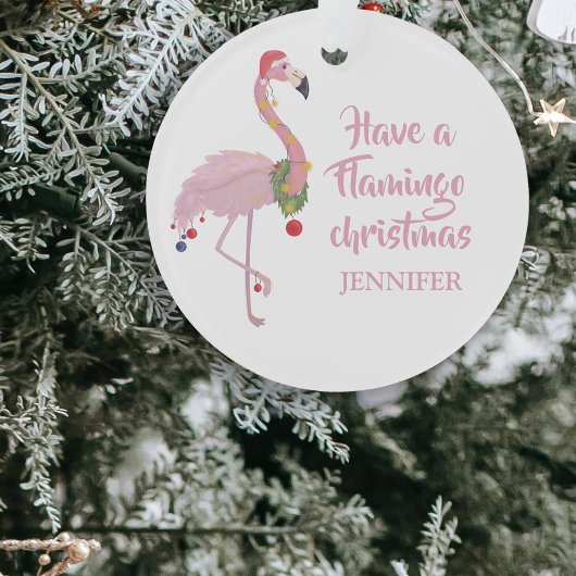 Grappige Flamingo Persoonlijke Kerstboom Ornament