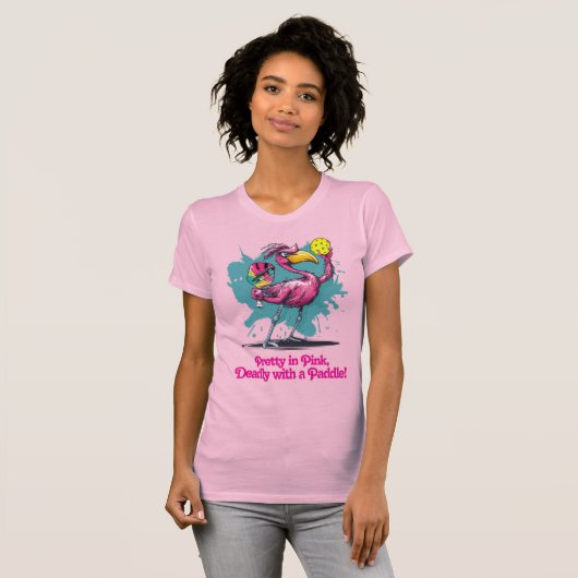 Grappige Flamingo Pickleball T-shirt (Voorkant volledig)