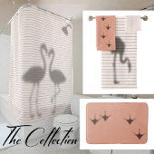 Grappige Flamingo Schaduw Roze Streep Douchegordijn